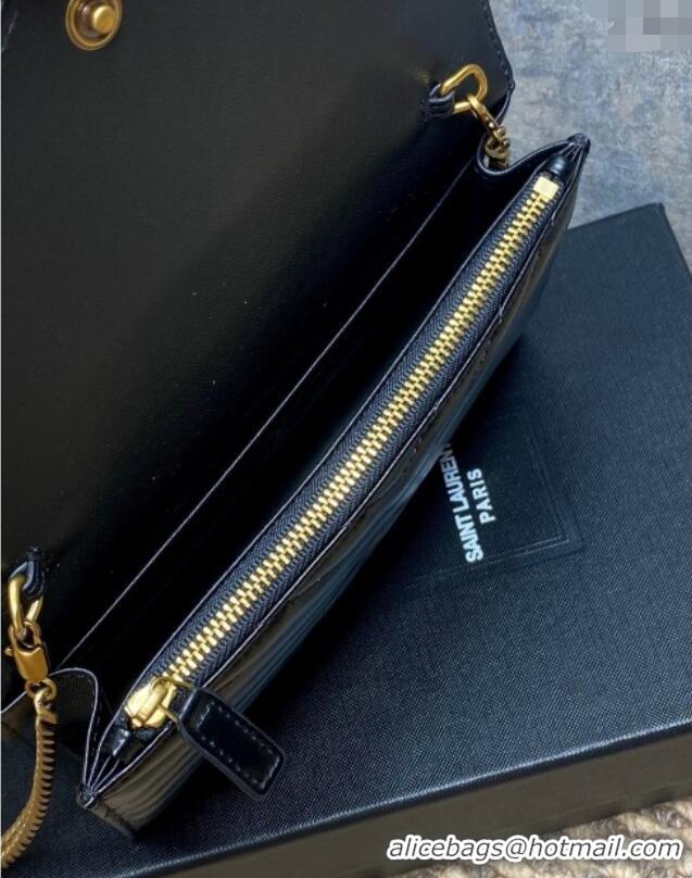 Best Quality Saint Laurent Cassandre Envelope Chain Wallet in Matelasse Patent Leather 742920 Black 2025