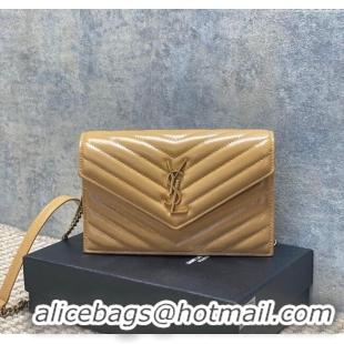 Grade Design Saint Laurent Cassandre Envelope Chain Wallet in Matelasse Patent Leather 742920 Beige 2025