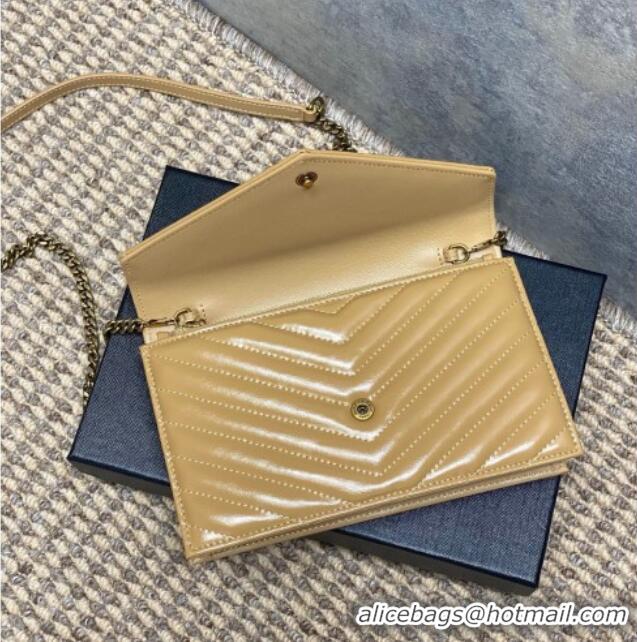 Grade Design Saint Laurent Cassandre Envelope Chain Wallet in Matelasse Patent Leather 742920 Beige 2025