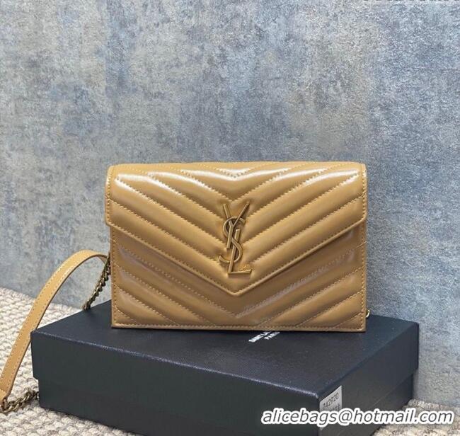 Grade Design Saint Laurent Cassandre Envelope Chain Wallet in Matelasse Patent Leather 742920 Beige 2025