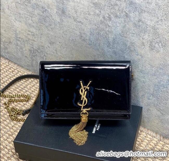 Unique Grade Saint Laurent Kate Small Chain and Tassel Bag in Patent Leather 354122 Black 2025