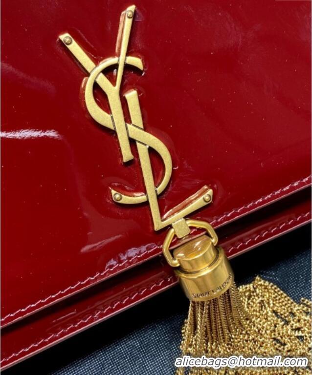 Famous Brand Saint Laurent Kate Small Chain and Tassel Bag in Patent Leather 354122 Red 2025