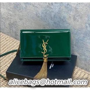 Good Product Saint Laurent Kate Small Chain and Tassel Bag in Patent Leather 354122 Green 2025