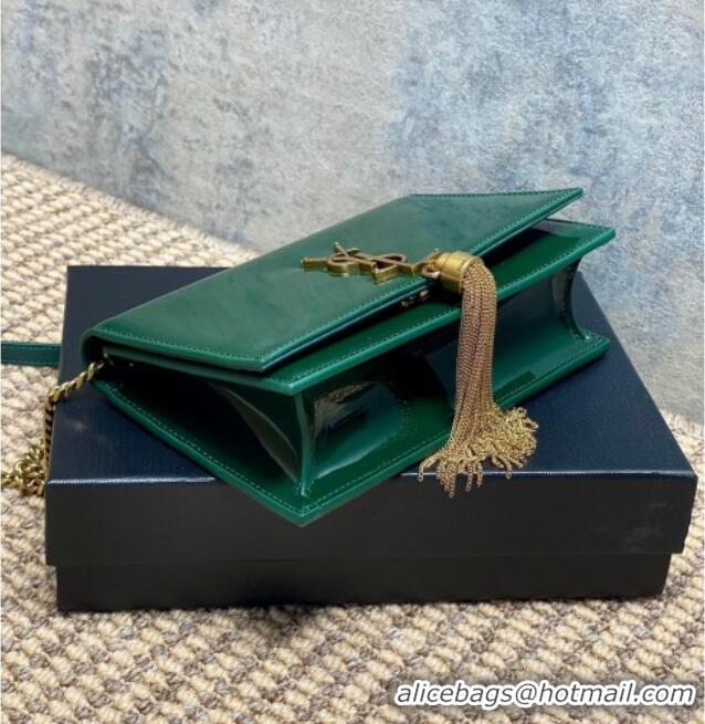 Good Product Saint Laurent Kate Small Chain and Tassel Bag in Patent Leather 354122 Green 2025