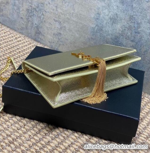 Top Grade Saint Laurent Kate Small Chain and Tassel Bag in Grained Leather 354122 Gold 2025