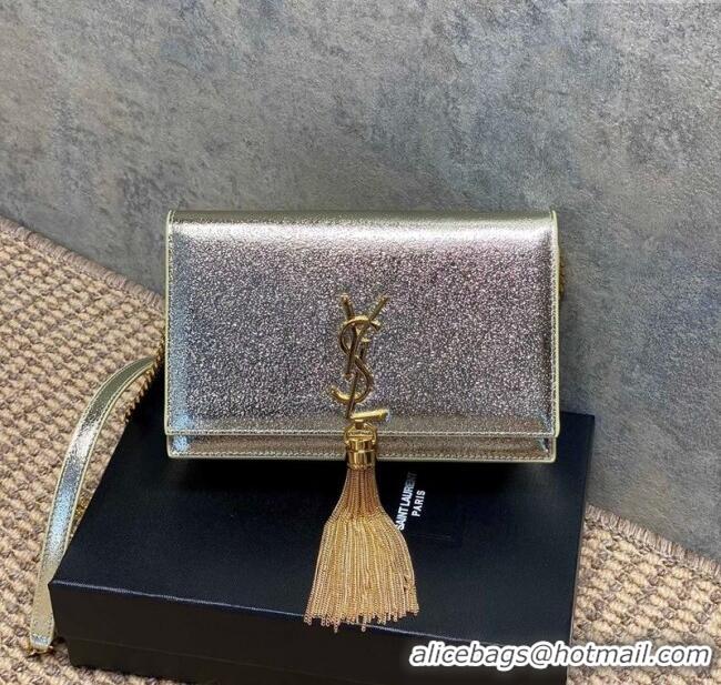 Top Grade Saint Laurent Kate Small Chain and Tassel Bag in Grained Leather 354122 Gold 2025