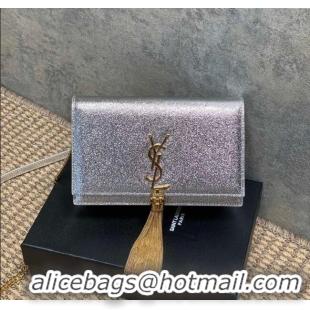 Super Quality Saint Laurent Kate Small Chain and Tassel Bag in Grained Leather 354122 Silver 2025