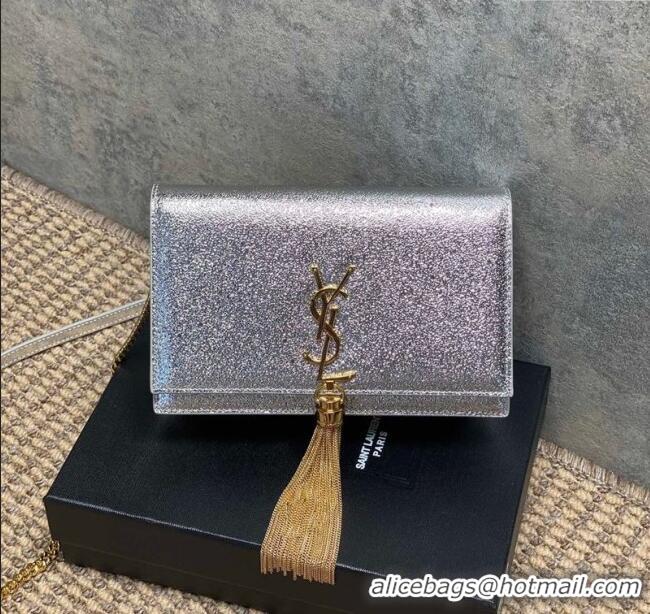 Super Quality Saint Laurent Kate Small Chain and Tassel Bag in Grained Leather 354122 Silver 2025