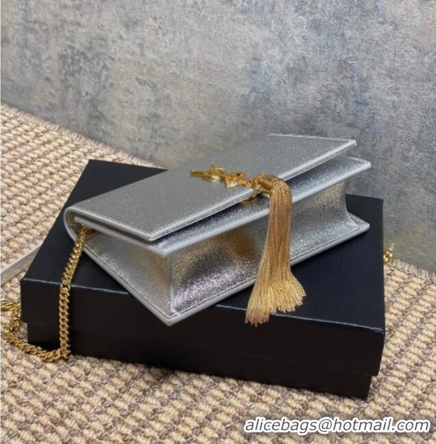 Super Quality Saint Laurent Kate Small Chain and Tassel Bag in Grained Leather 354122 Silver 2025
