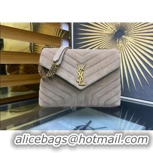Promotional Discount Saint Laurent Loulou Large Bag in "Y" Suede 459749 Grey 2025