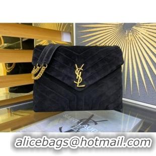 New Fashion Saint Laurent Loulou Large Bag in "Y" Suede 459749 Black 2025