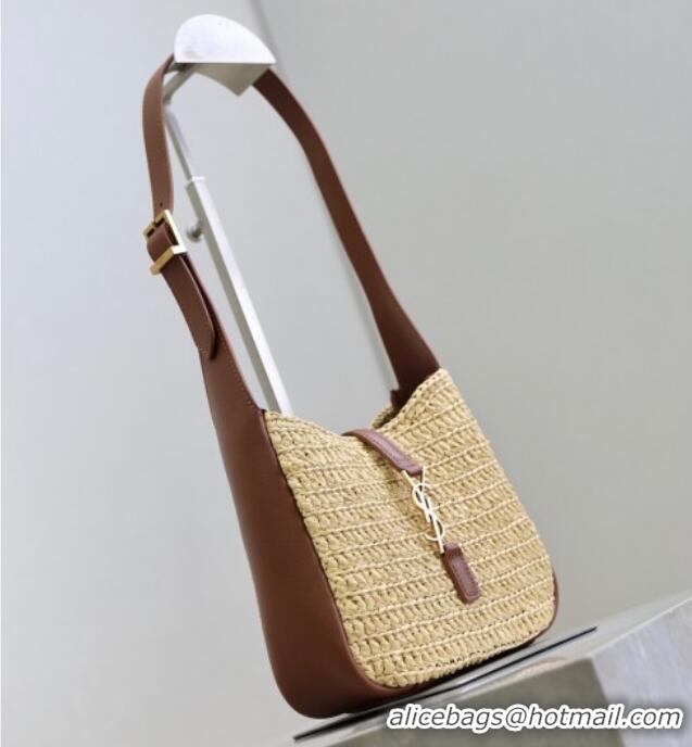 Best Product Saint Laurent LE 5 A 7 Baby Mini Bag in Straw and Leather 809461 Beige/Brown 2025