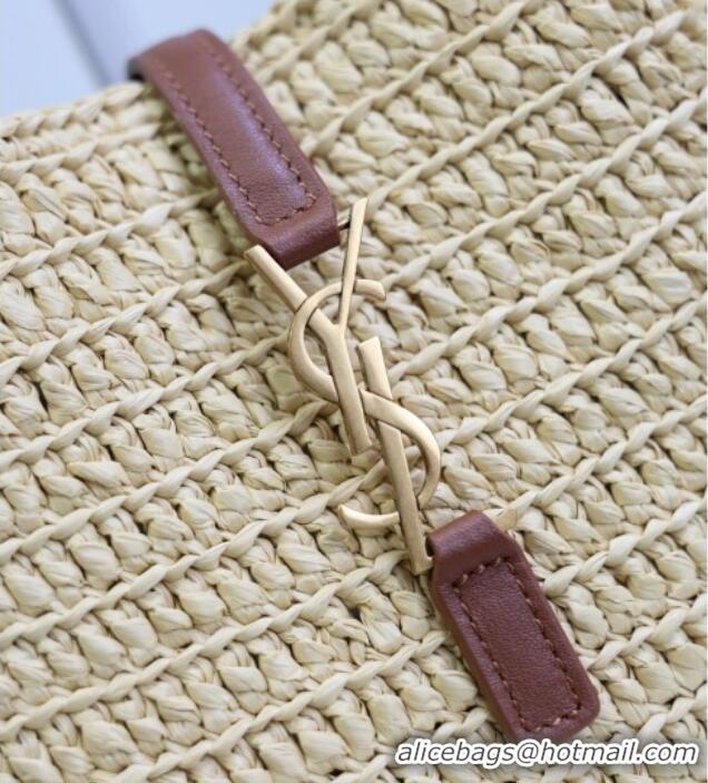 Best Product Saint Laurent LE 5 A 7 Baby Mini Bag in Straw and Leather 809461 Beige/Brown 2025