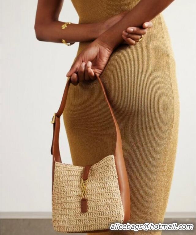 Best Product Saint Laurent LE 5 A 7 Baby Mini Bag in Straw and Leather 809461 Beige/Brown 2025