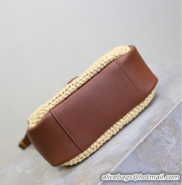 Best Product Saint Laurent LE 5 A 7 Baby Mini Bag in Straw and Leather 809461 Beige/Brown 2025
