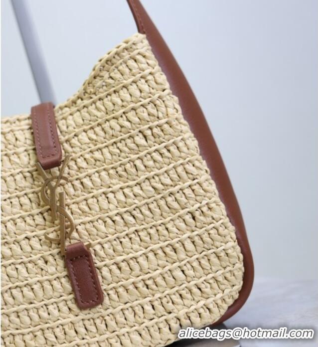 Best Product Saint Laurent LE 5 A 7 Baby Mini Bag in Straw and Leather 809461 Beige/Brown 2025