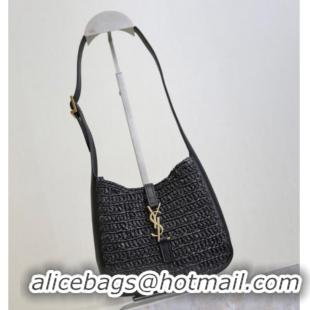 Famous Brand Saint Laurent LE 5 A 7 Baby Mini Bag in Straw and Leather 809461 Black 2025