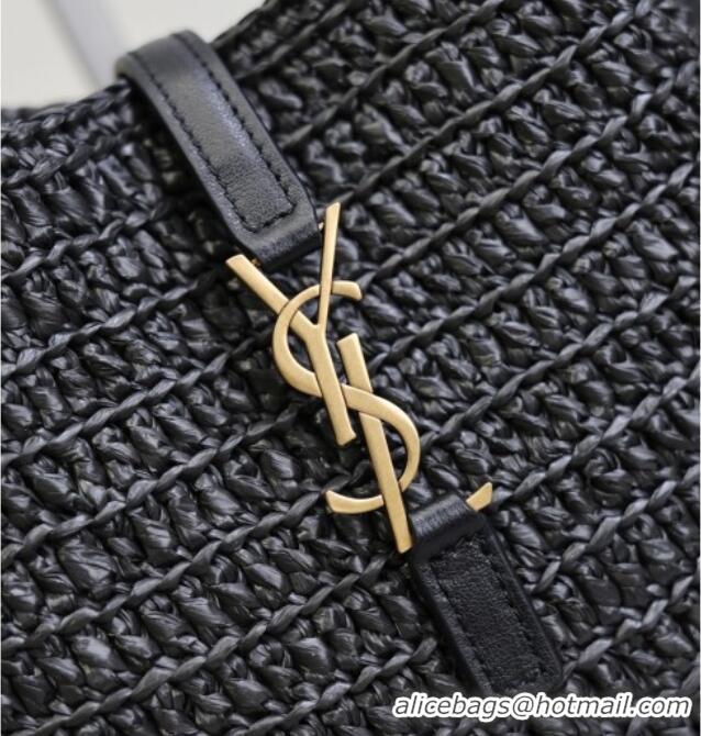 Famous Brand Saint Laurent LE 5 A 7 Baby Mini Bag in Straw and Leather 809461 Black 2025