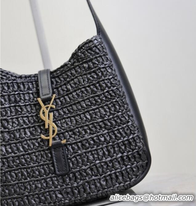 Famous Brand Saint Laurent LE 5 A 7 Baby Mini Bag in Straw and Leather 809461 Black 2025