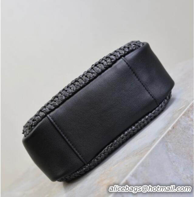Famous Brand Saint Laurent LE 5 A 7 Baby Mini Bag in Straw and Leather 809461 Black 2025
