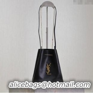 Super Quality Saint Laurent Pochon Bucket Bag in Lambskin Leather 801070 Black 2025