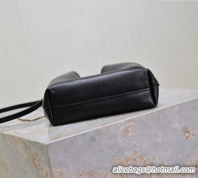 Super Quality Saint Laurent Pochon Bucket Bag in Lambskin Leather 801070 Black 2025
