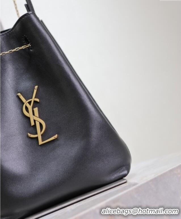 Super Quality Saint Laurent Pochon Bucket Bag in Lambskin Leather 801070 Black 2025