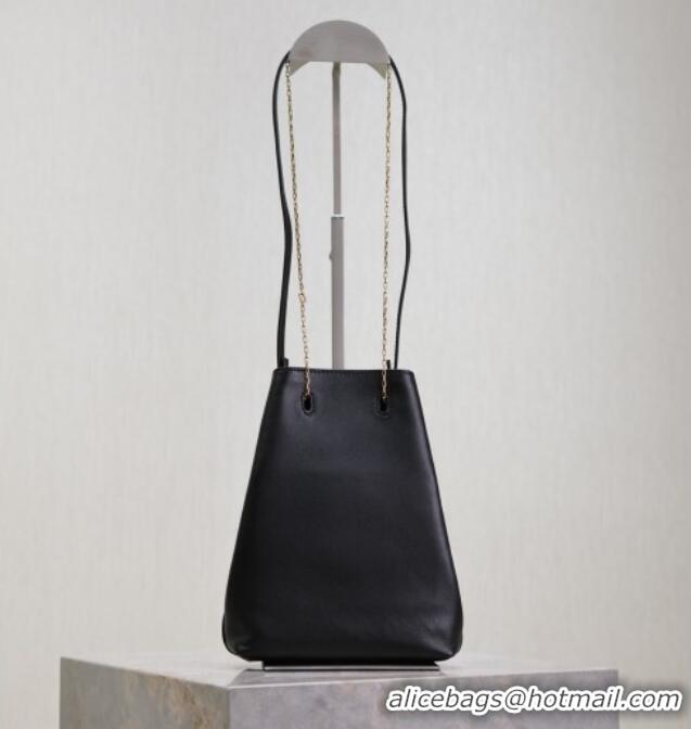 Super Quality Saint Laurent Pochon Bucket Bag in Lambskin Leather 801070 Black 2025