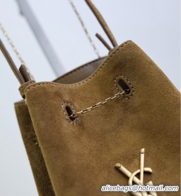 Trendy Design Saint Laurent Pochon Bucket Bag in Suede 801070 Brown 2025