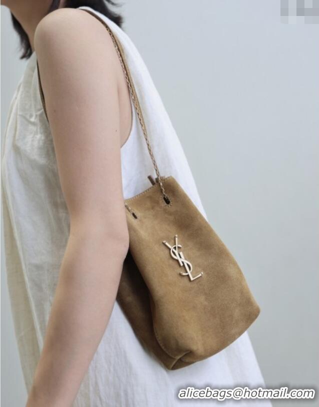 Trendy Design Saint Laurent Pochon Bucket Bag in Suede 801070 Brown 2025