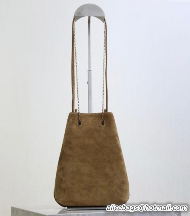 Trendy Design Saint Laurent Pochon Bucket Bag in Suede 801070 Brown 2025