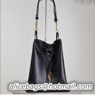 Super Quality Saint Laurent Paris VII Pochon Bucket Bag in Lambskin Leather 804302 Black 2025