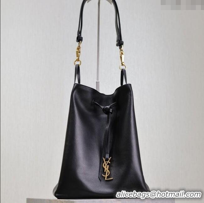 Super Quality Saint Laurent Paris VII Pochon Bucket Bag in Lambskin Leather 804302 Black 2025