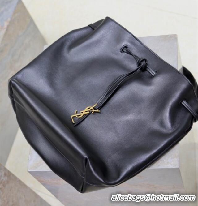 Super Quality Saint Laurent Paris VII Pochon Bucket Bag in Lambskin Leather 804302 Black 2025