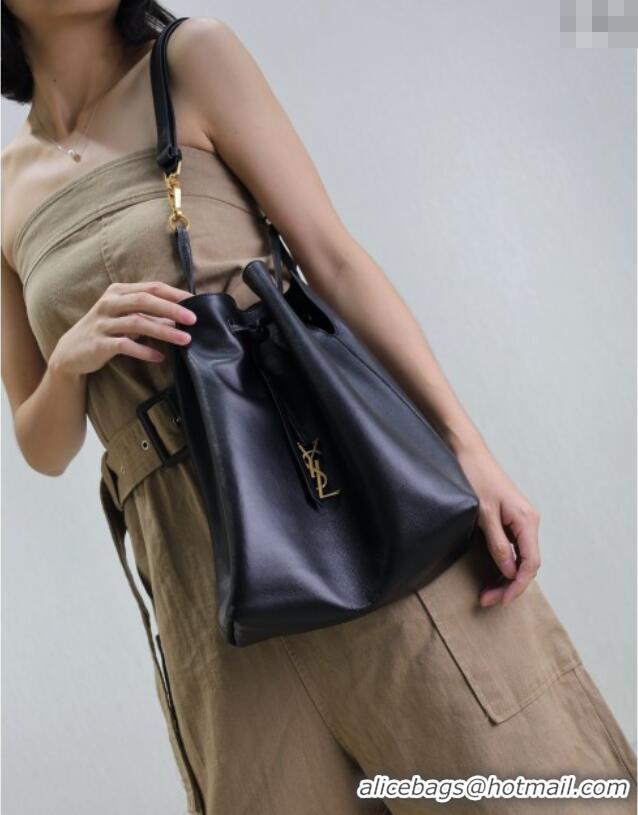 Super Quality Saint Laurent Paris VII Pochon Bucket Bag in Lambskin Leather 804302 Black 2025