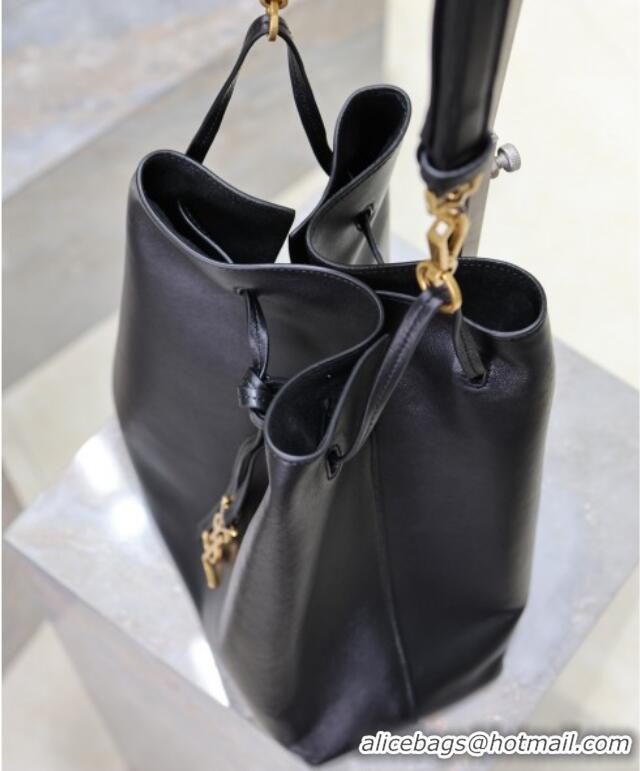 Super Quality Saint Laurent Paris VII Pochon Bucket Bag in Lambskin Leather 804302 Black 2025