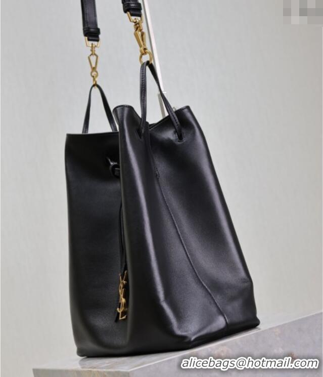 Super Quality Saint Laurent Paris VII Pochon Bucket Bag in Lambskin Leather 804302 Black 2025