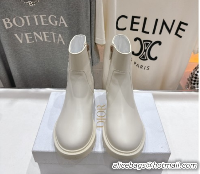 Purchase Dior D-Town Flat Ankle Boots in Black Calfskin Leather with Signature White 1029033