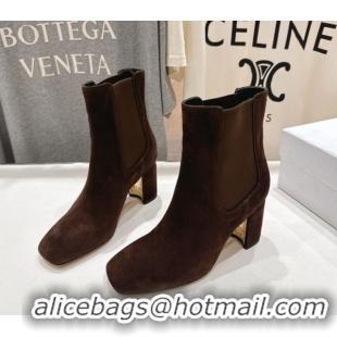 Best Price Dior D-Art Heeled Ankle Boots 8cm in Suede Dark Brown 1029038