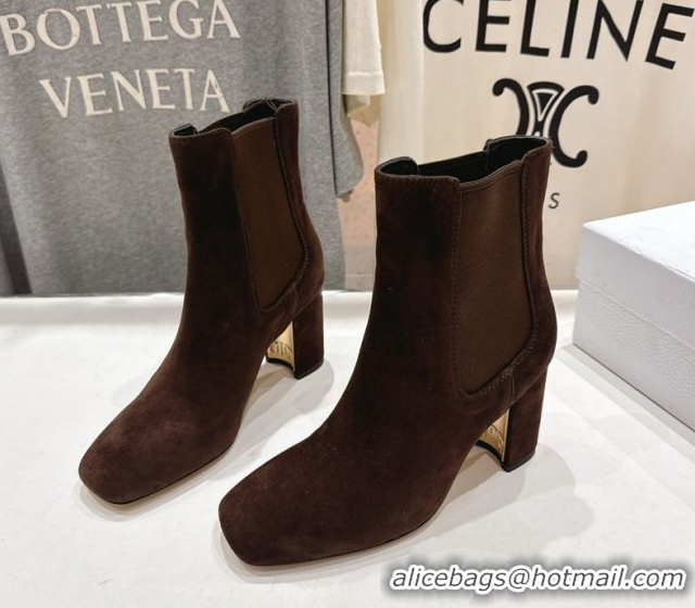 Best Price Dior D-Art Heeled Ankle Boots 8cm in Suede Dark Brown 1029038