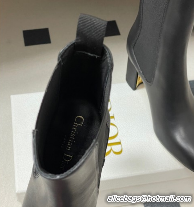 Grade Quality Dior D-Art Heeled Ankle Boots 8cm in Calfskin Leather Black 1029039