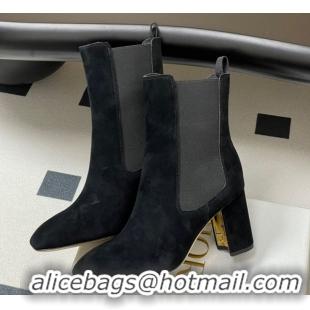 Best Grade Dior D-Art Heeled Ankle Boots 8cm in Suede Black 1029040