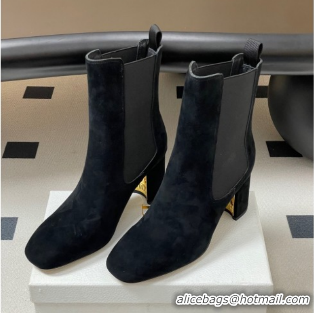 Best Grade Dior D-Art Heeled Ankle Boots 8cm in Suede Black 1029040