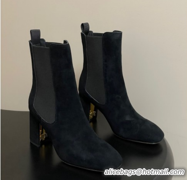 Best Grade Dior D-Art Heeled Ankle Boots 8cm in Suede Black 1029040
