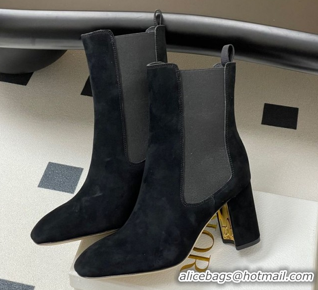 Best Grade Dior D-Art Heeled Ankle Boots 8cm in Suede Black 1029040