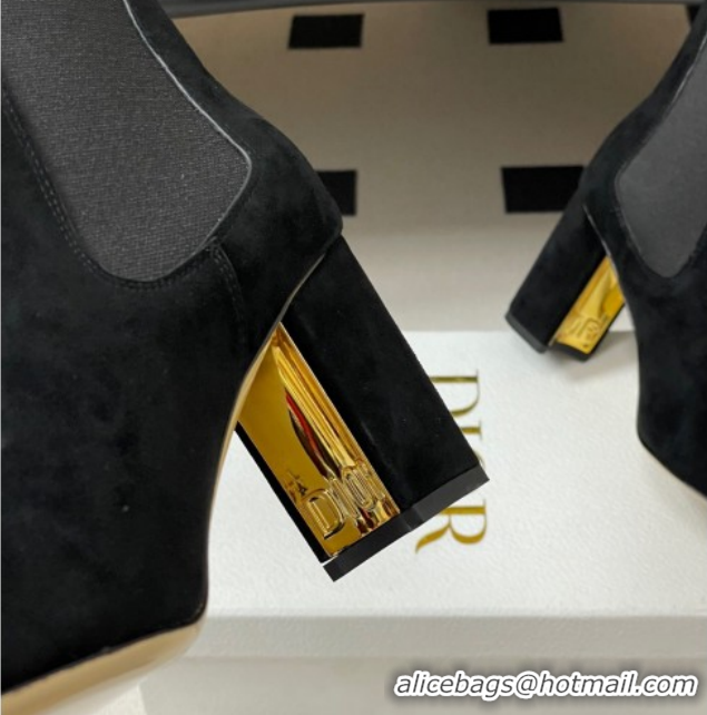 Best Grade Dior D-Art Heeled Ankle Boots 8cm in Suede Black 1029040