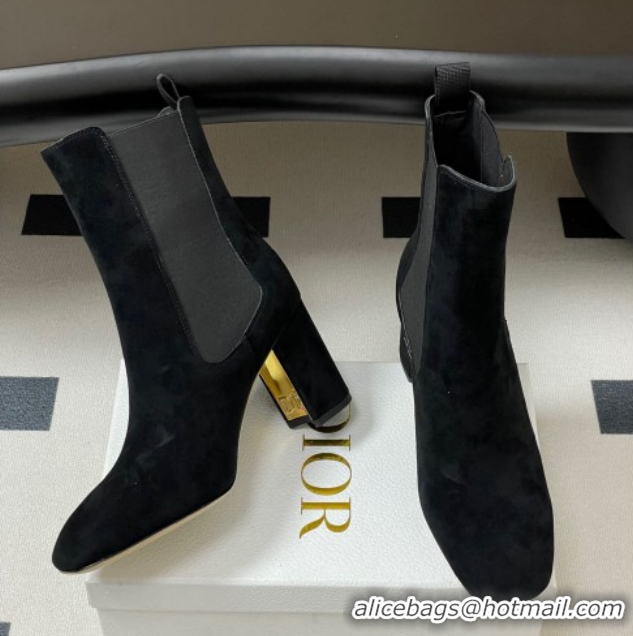 Best Grade Dior D-Art Heeled Ankle Boots 8cm in Suede Black 1029040