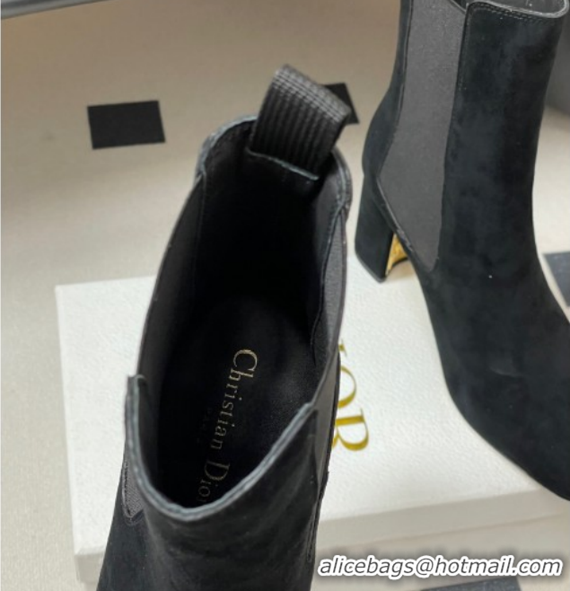 Best Grade Dior D-Art Heeled Ankle Boots 8cm in Suede Black 1029040