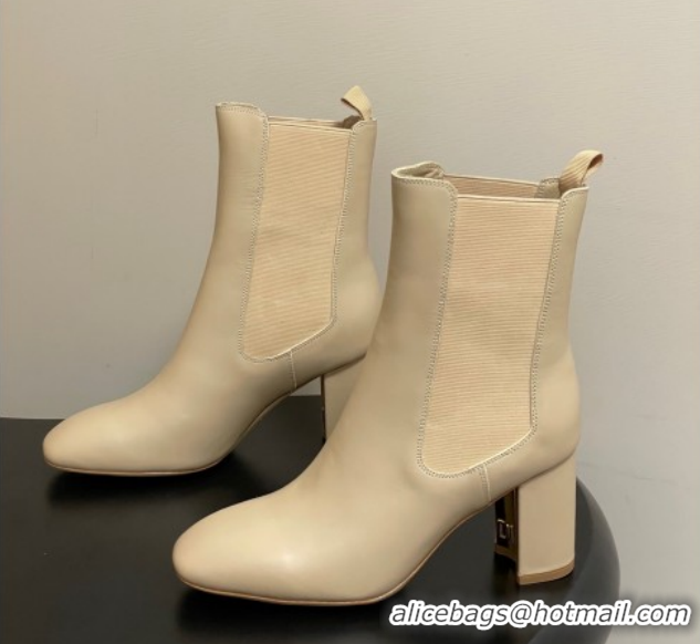 Low Cost Dior D-Art Heeled Ankle Boots 8cm in Calfskin Leather Beige 1029041