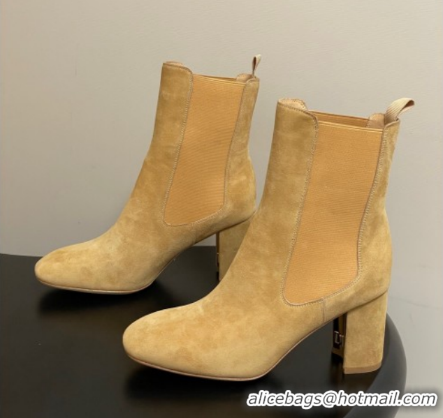 Top Grade Dior D-Art Heeled Ankle Boots 8cm in Suede Yellow 1029042